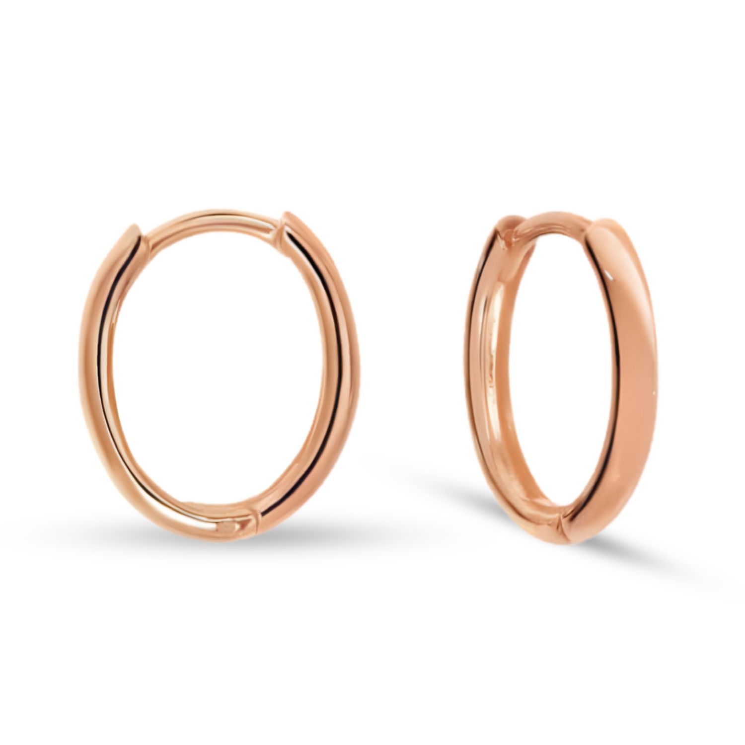 9ct Rose Gold Medium Oval Huggie Earrings