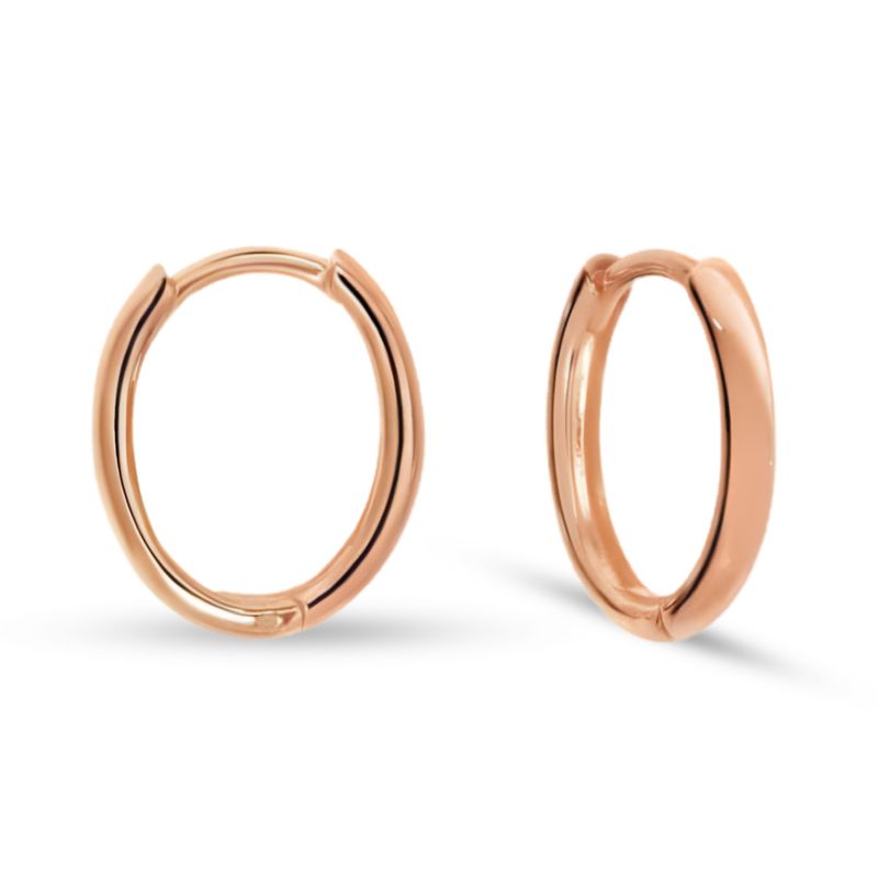 9ct Rose Gold Medium Oval Huggie Earrings