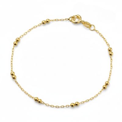 14kt Gold/ 925 Sterling Silver Fine Double Ball Bracelet