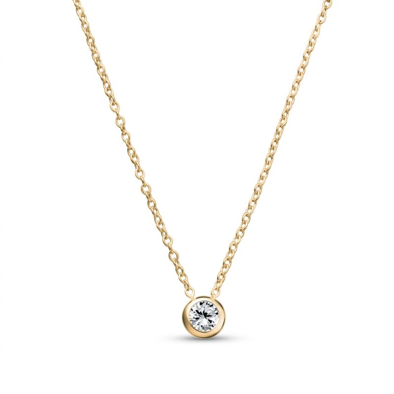 14k Gold/925 Sterling Silver Bezel Set CZ Pendant