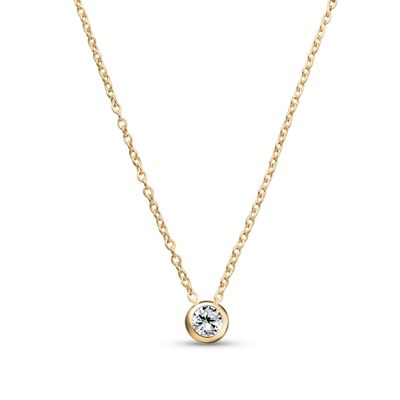 14k Gold/925 Sterling Silver Bezel Set CZ Pendant