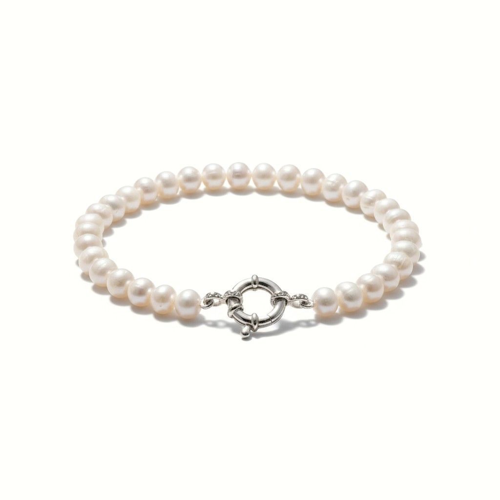4-5mm White FWP Bracelet 21cm