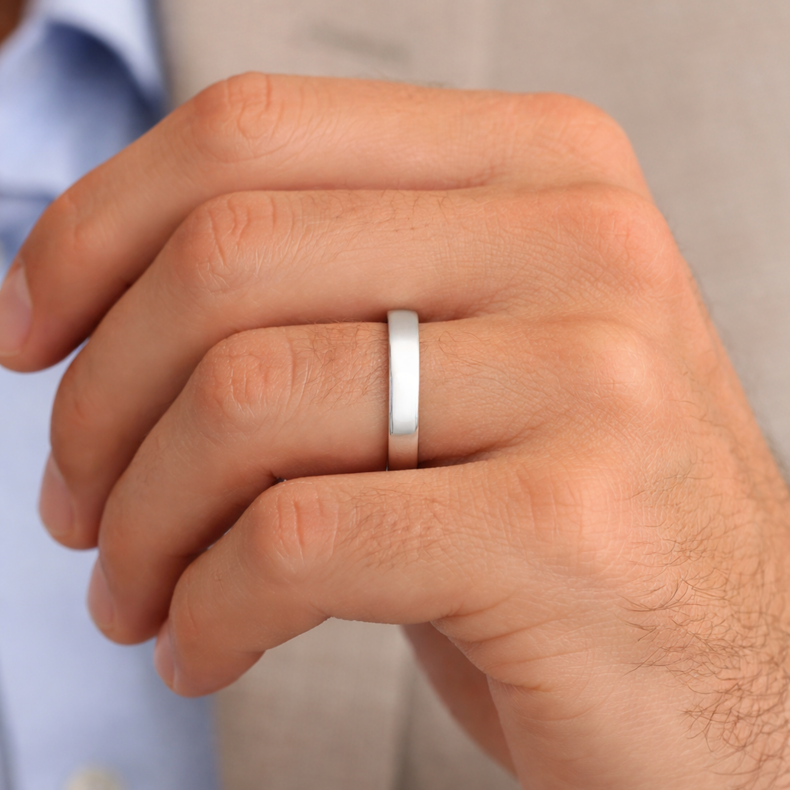 925 Sterling Silver 4mm Flat Band Ring