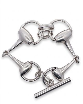 Sterling Silver Horse Bit Double Loop Bracelet