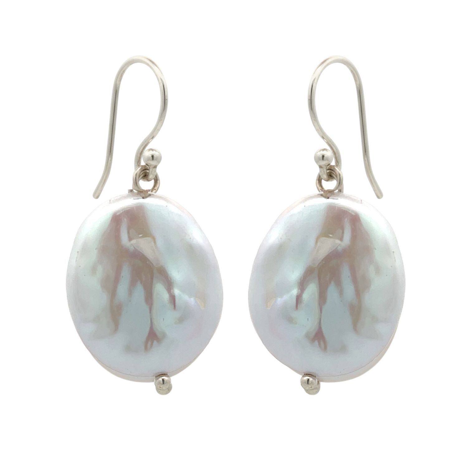 Keshi Style FWP White Oval Earrings