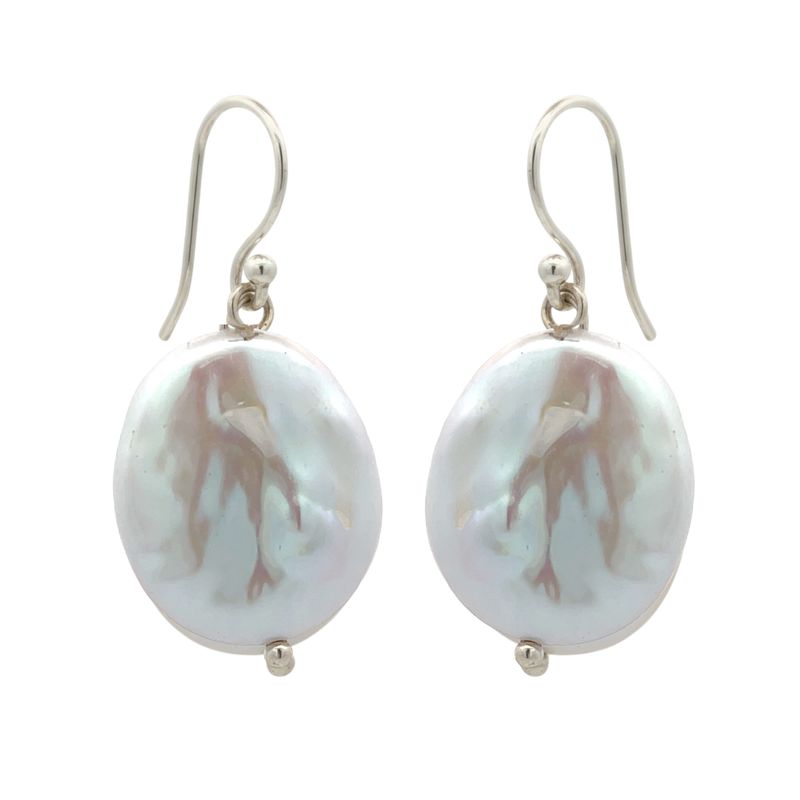 Keshi Style FWP White Oval Earrings