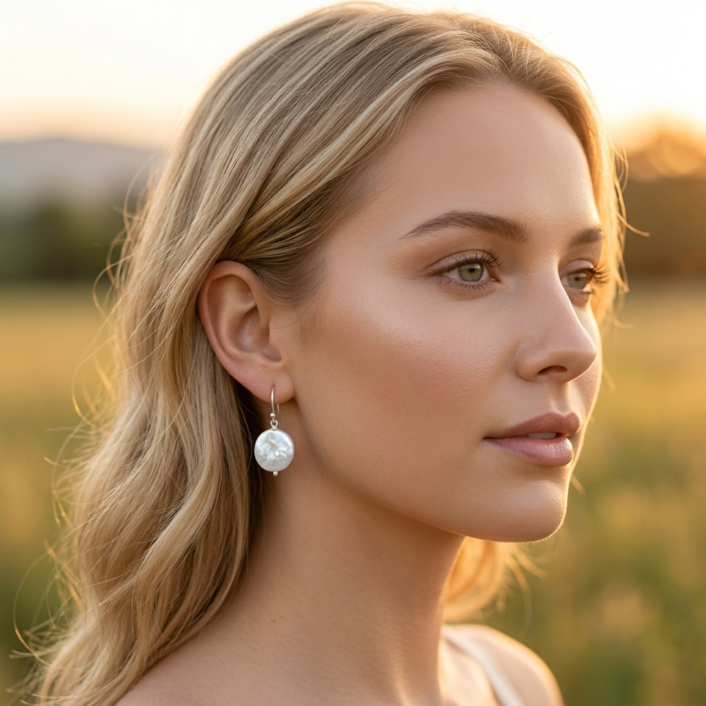 Keshi Style FWP White Oval Earrings