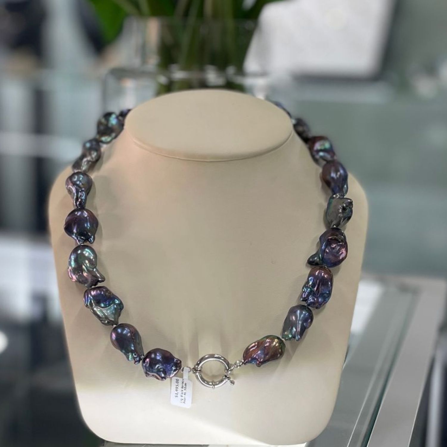 Large Black Baroque Pearl Necklace