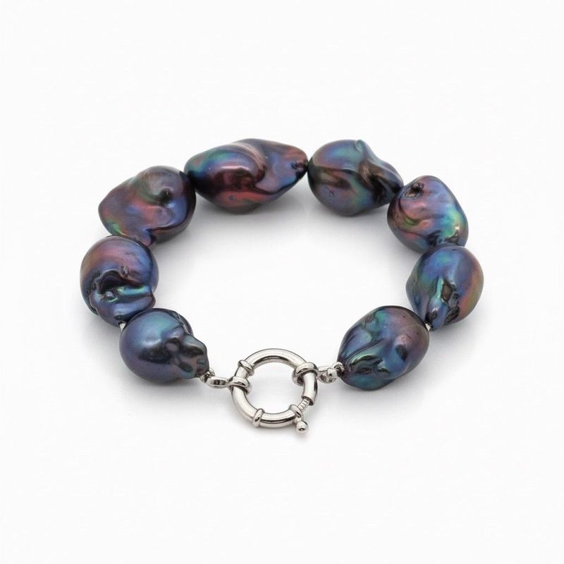 Black Baroque Pearl Bracelet 12-25mm