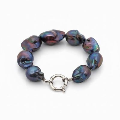 Black Baroque Pearl Bracelet 12-25mm