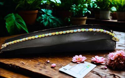 Sterling Silver Ethiopian Opal Tennis Bracelet