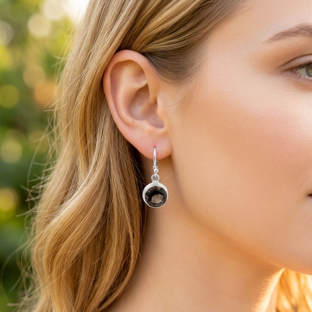 Sterling Silver Smokey Quartz Earrings