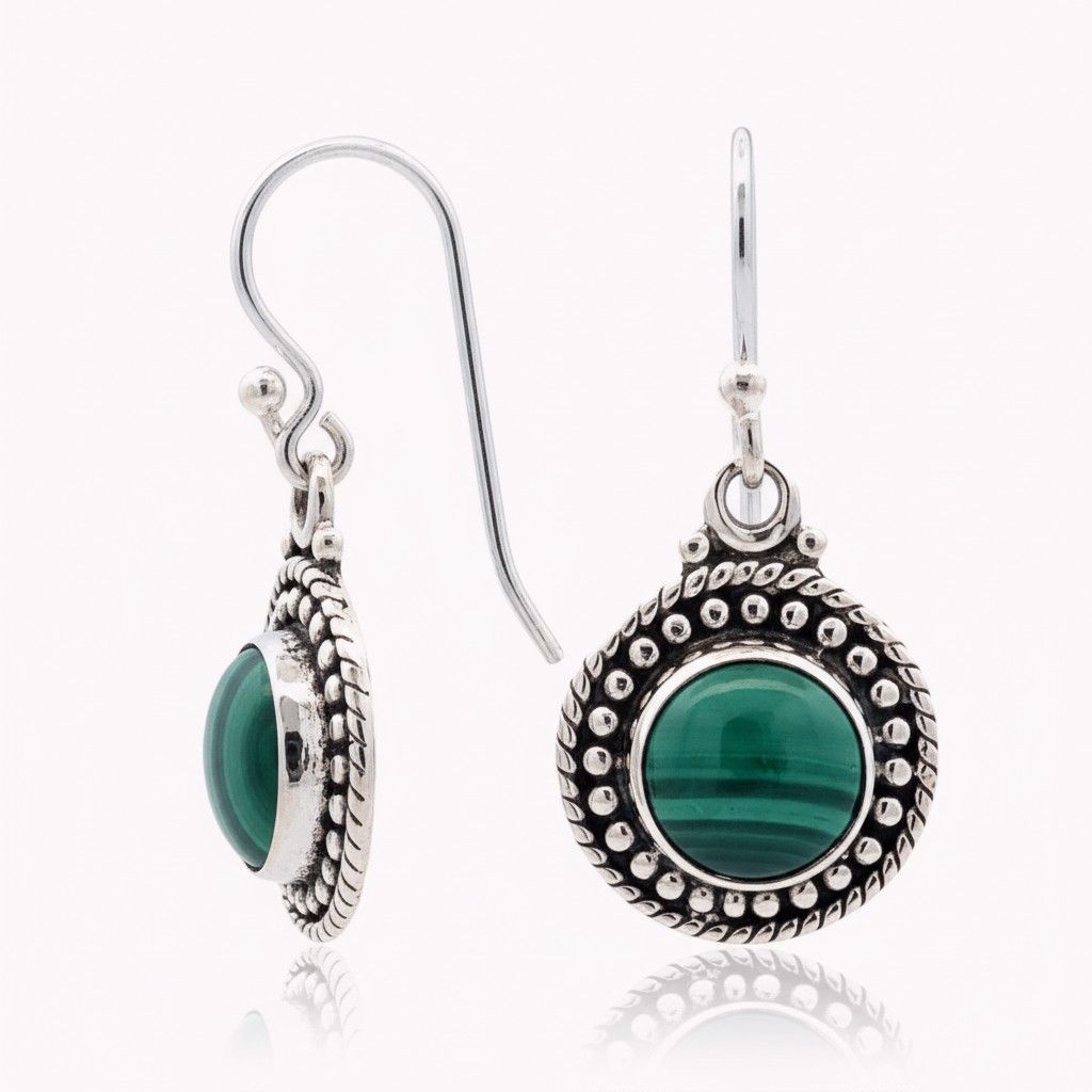Sterling Silver Malachite Drop Earrings