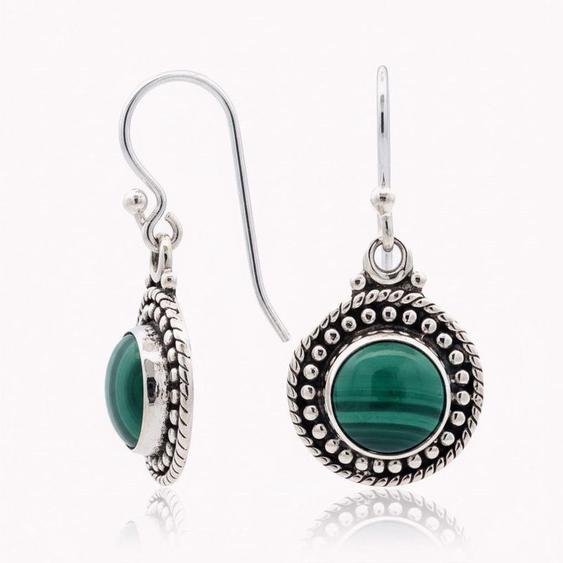 Sterling Silver Malachite Drop Earrings