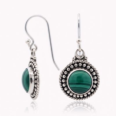 Sterling Silver Malachite Drop Earrings