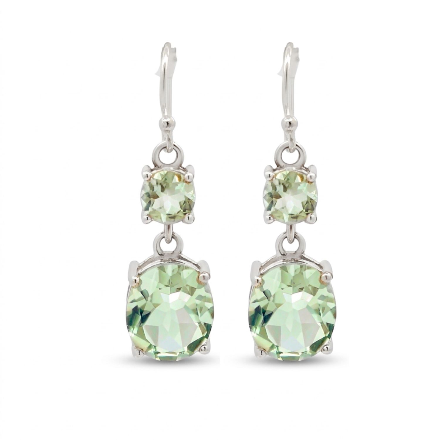 Sterling Silver Green Amethyst Earrings Sterling Silver Green Amethyst Earrings