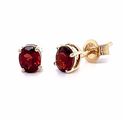 9ct Yellow Gold Oval Garnet Earrings (6x4mm)