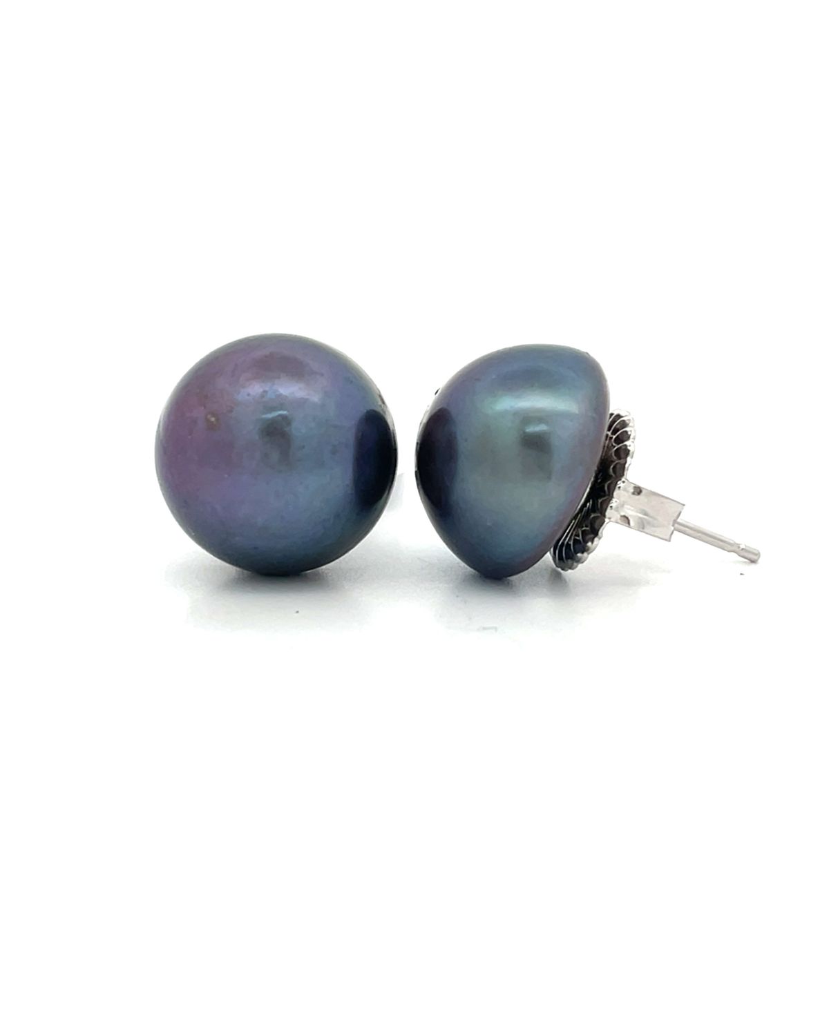 13mm Black Pearl Stud Earring