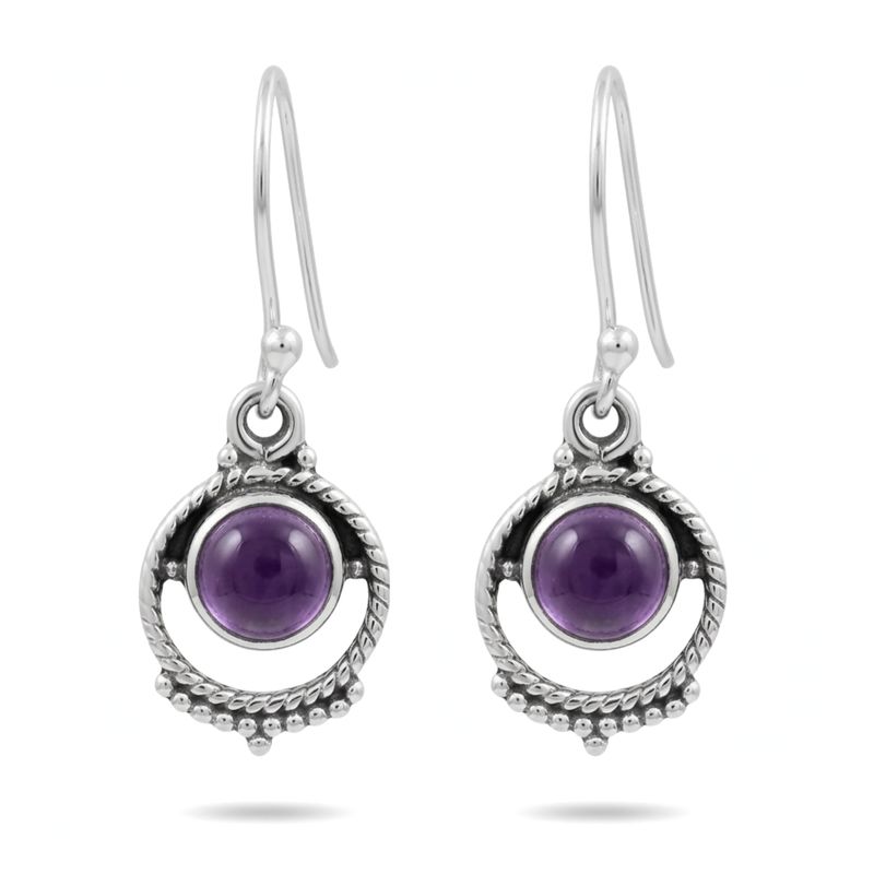 Sterling Silver Amethyst Hook Earrings