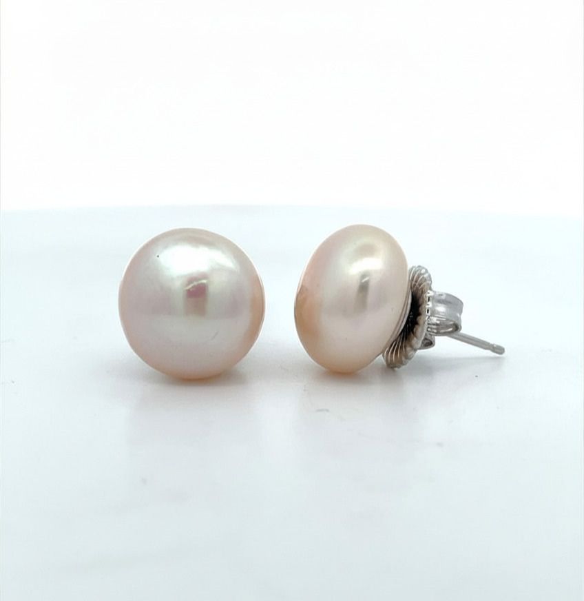 13mm Pink Pearl Stud Earrings