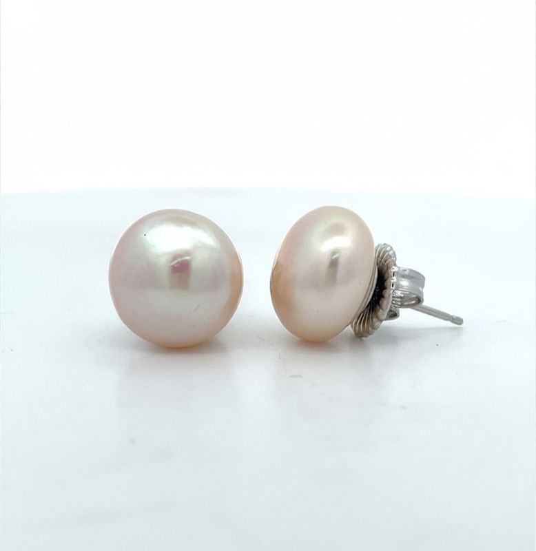 13mm Pink Pearl Stud Earrings