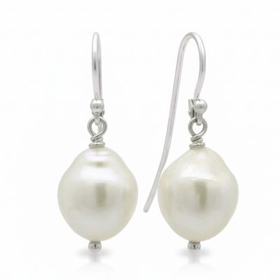Semi Baroque White FWP Earrings