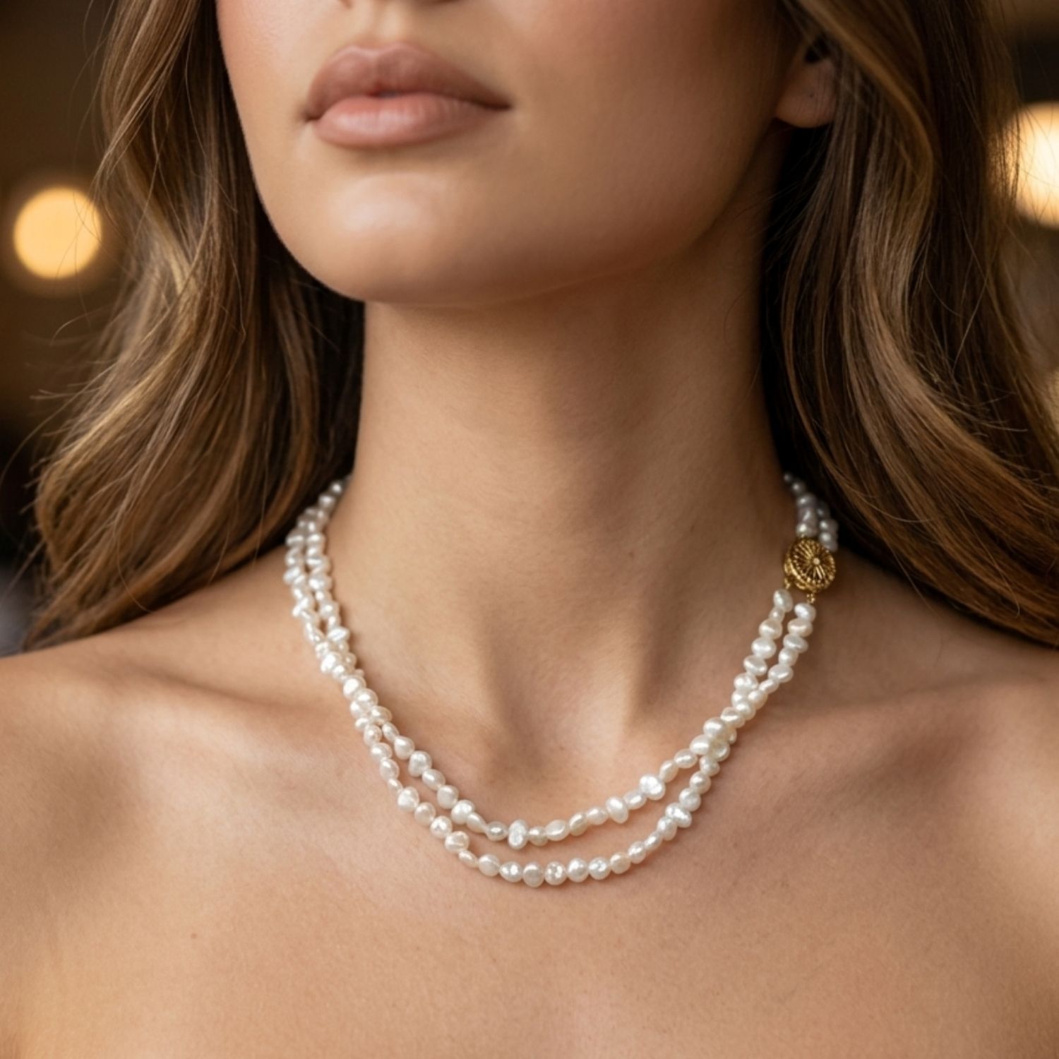 Double Strand Keshi FWP Necklace