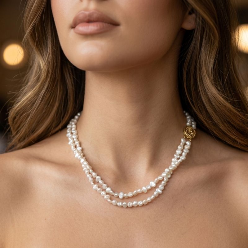 Double Strand Keshi FWP Necklace