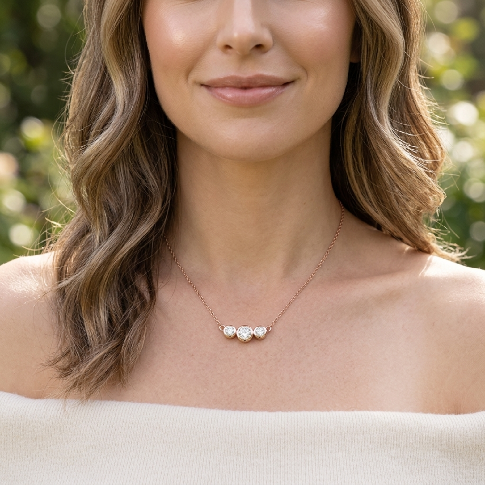 9ct Rose Gold Trilogy LGD Pendant Necklace