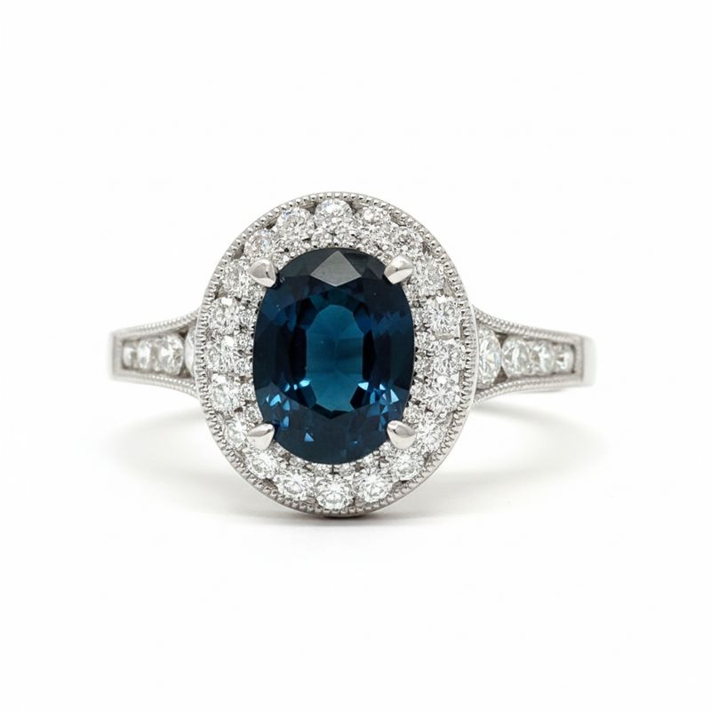 18ct White Gold Australian Sapphire & Diamond Ring