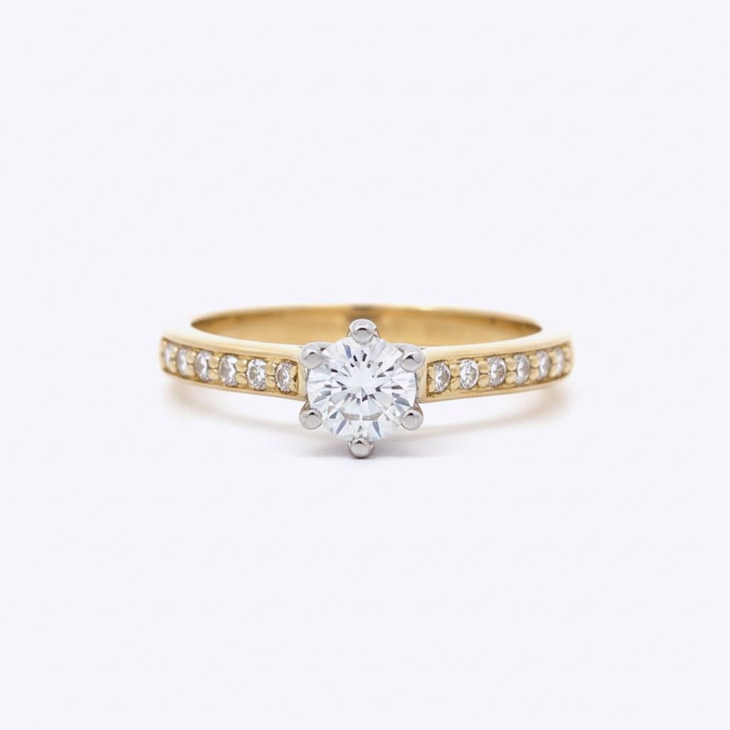 18ct Yellow Gold Round LAB Diamond Engagement Ring