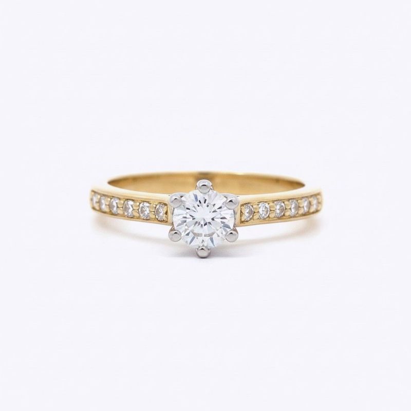 18ct Yellow Gold Round LAB Diamond Engagement Ring