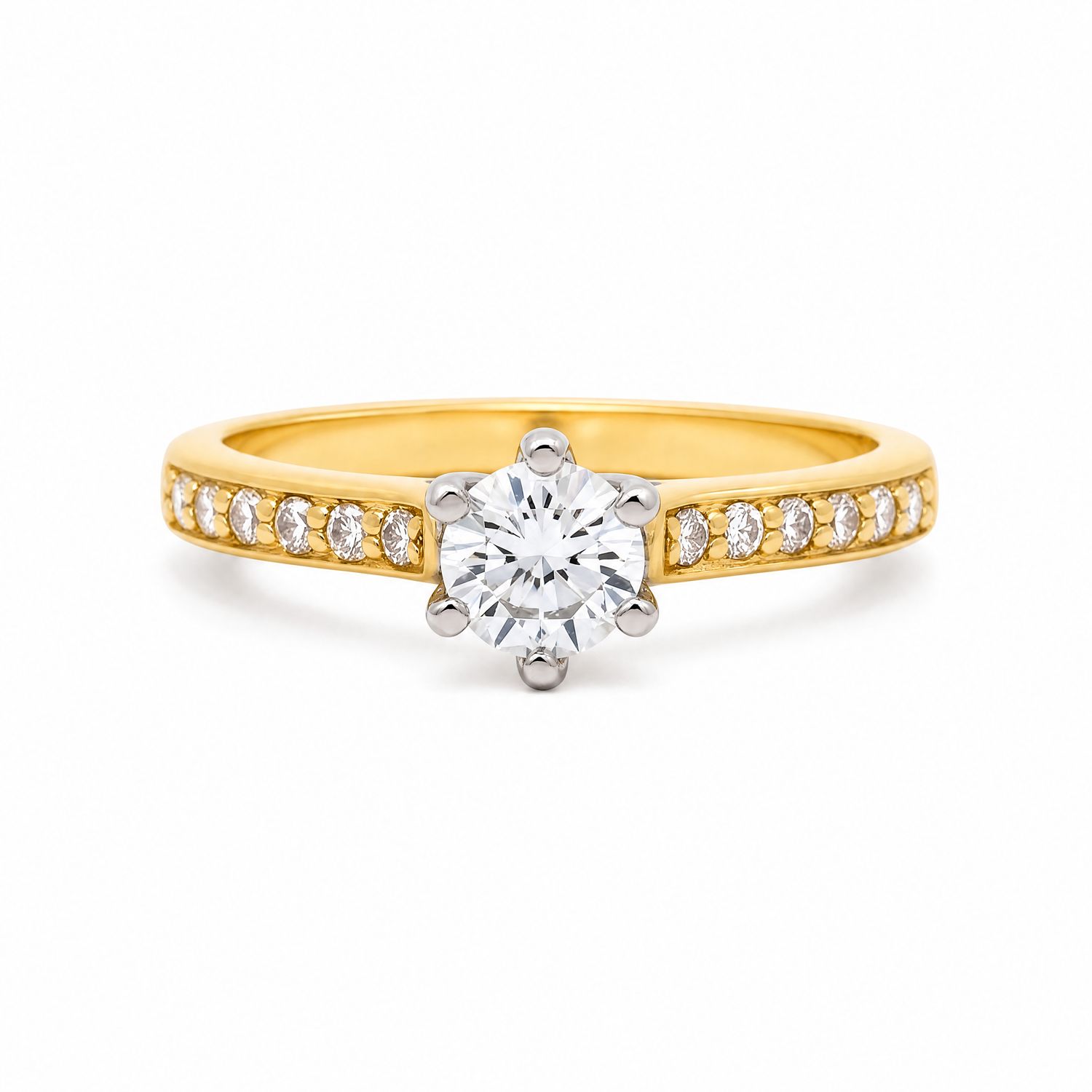 18ct Yellow Gold Round LAB Diamond Engagement Ring