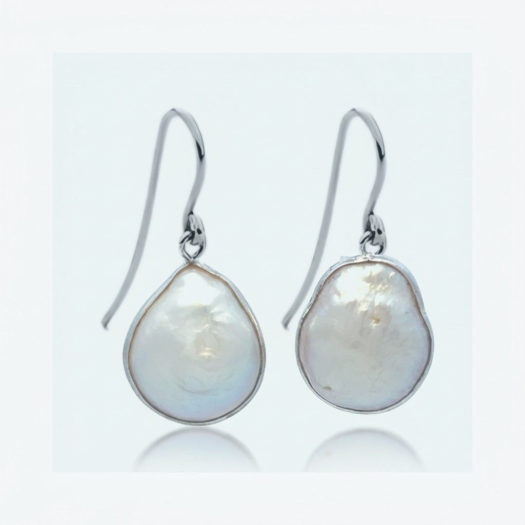 SS Keshi Pearl 13 x 15mm Hook Earrings SS Keshi Pearl 13 x 15mm Hook Earrings