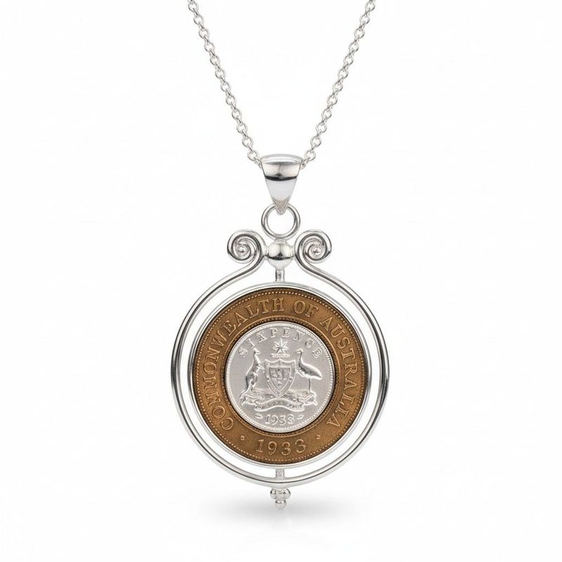 Sterling Silver Sixpence-Penny Pendant