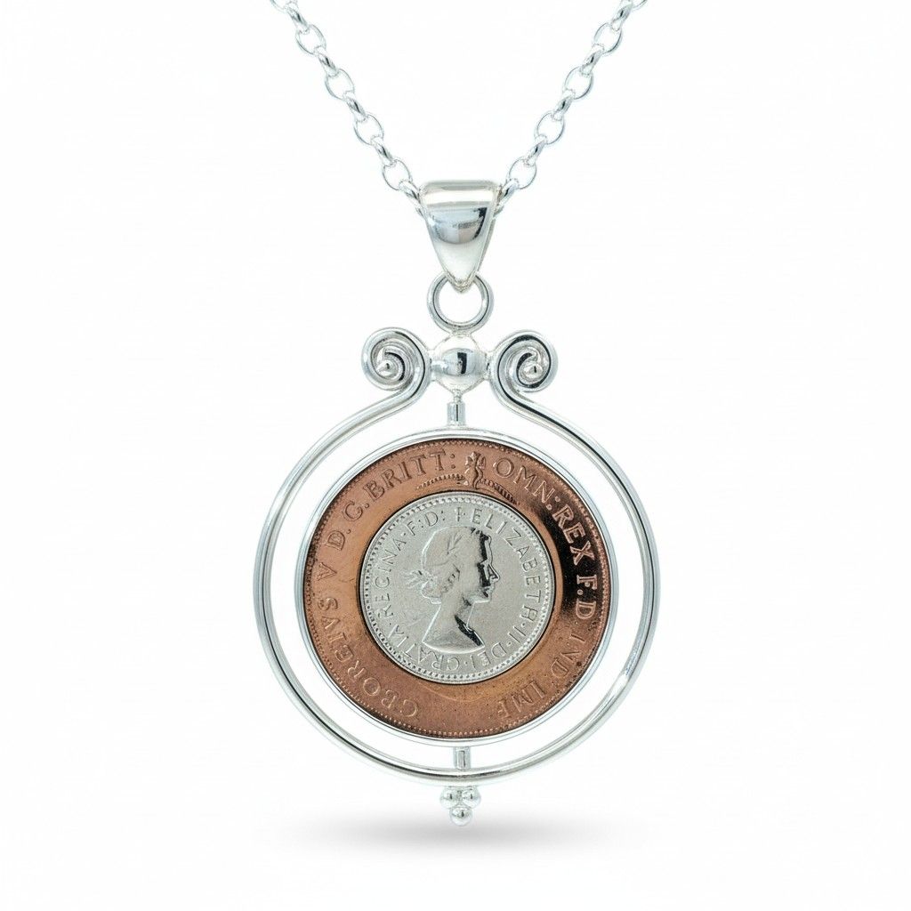 Sterling Silver Sixpence-Penny Pendant