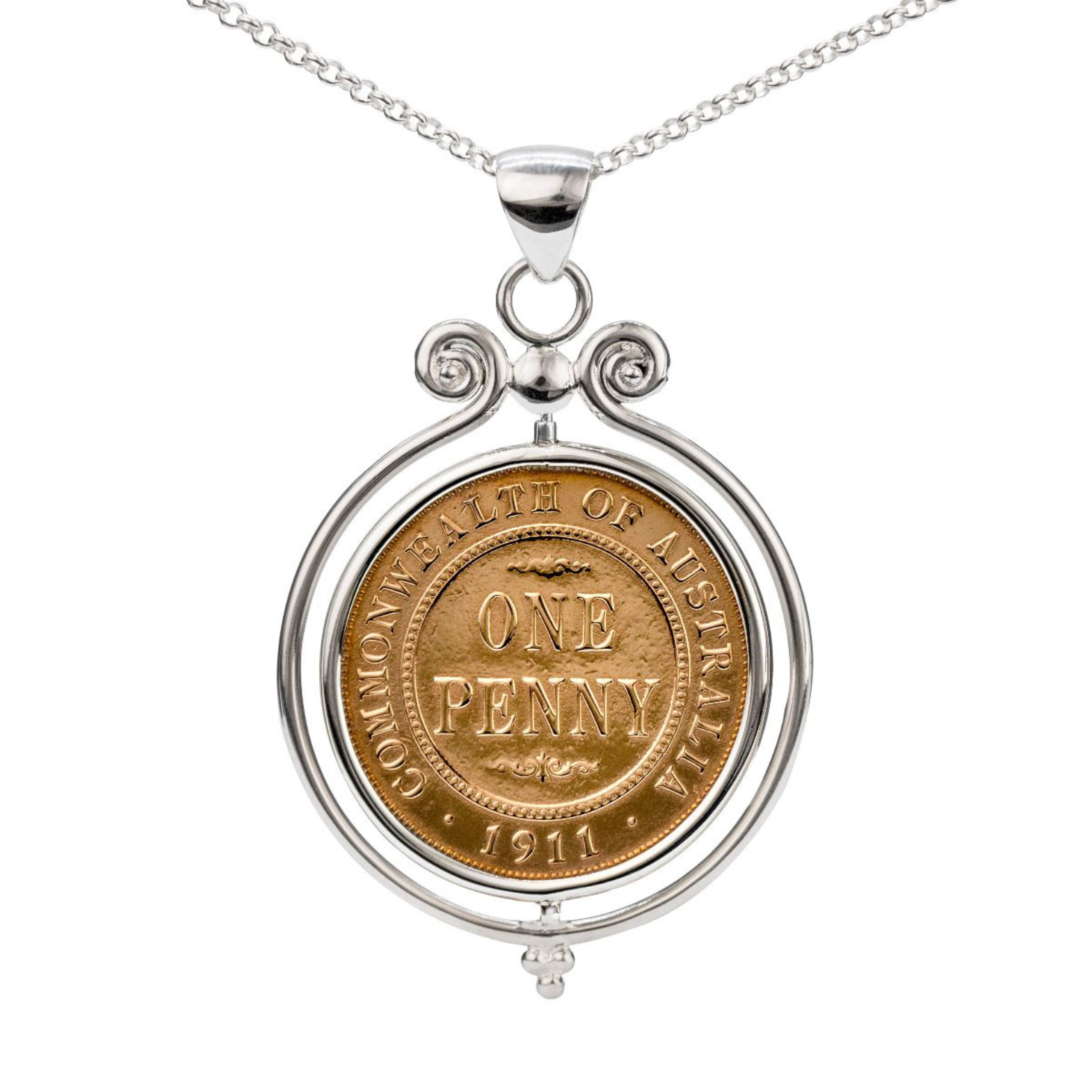 Sterling Silver Spinning Penny Pendant