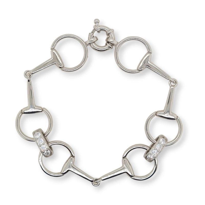 Sterling Silver & CZ Snaffle Bit Bracelet