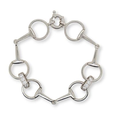 Sterling Silver & CZ Bolt Ring Bracelet