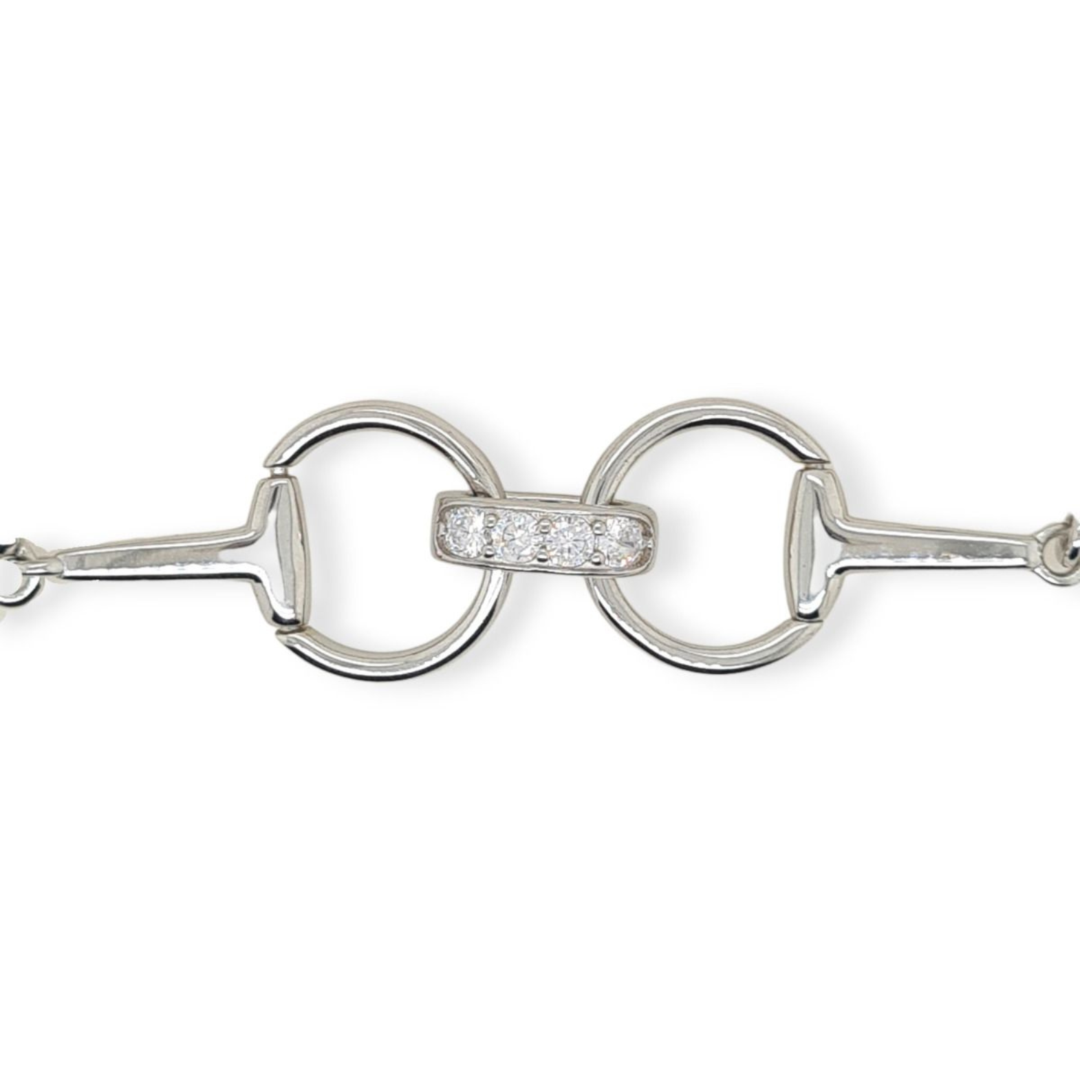 Sterling Silver & CZ Snaffle Bit Bracelet