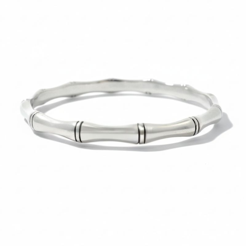 Sterling Silver Solid Bamboo Bangle