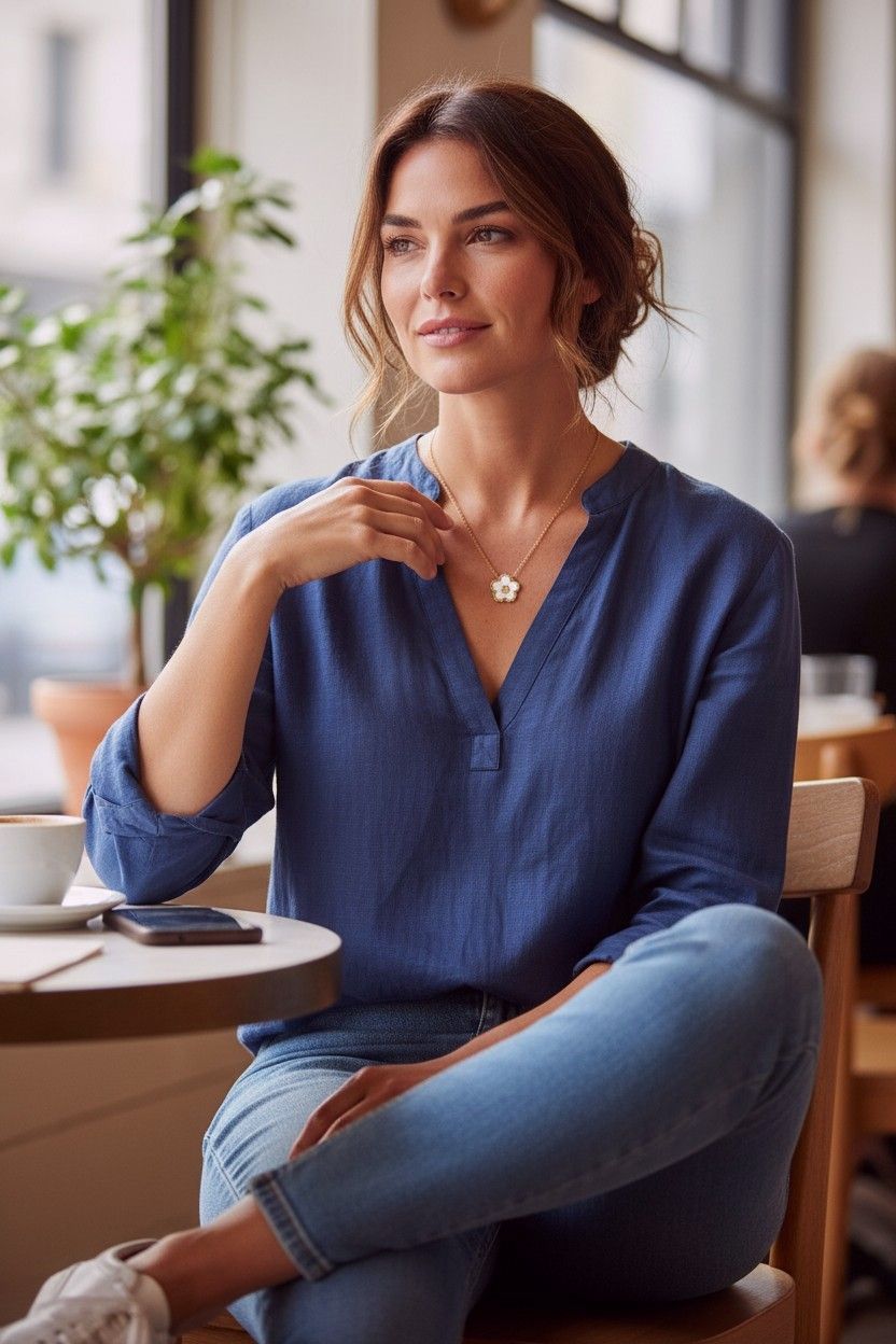 Sterling Silver & YGP Mop CZ Flower Necklace