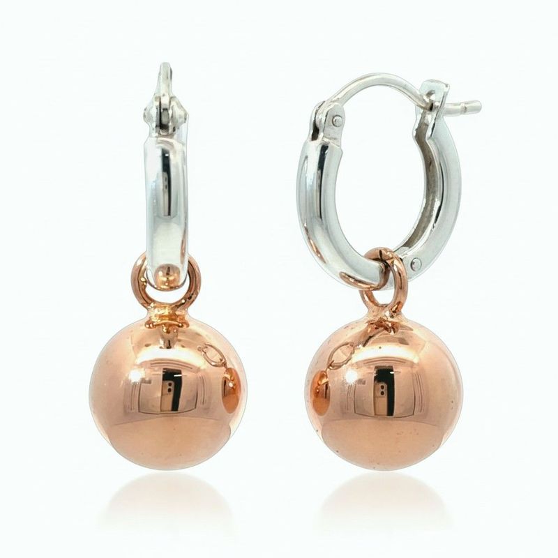 Sterling Silver & RGP 12mm Ball Hoops