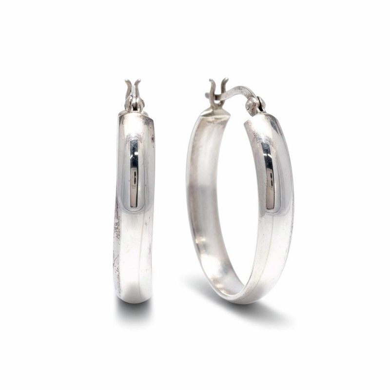 Sterling Silver 5 x 30mm Twist Oval Hoops