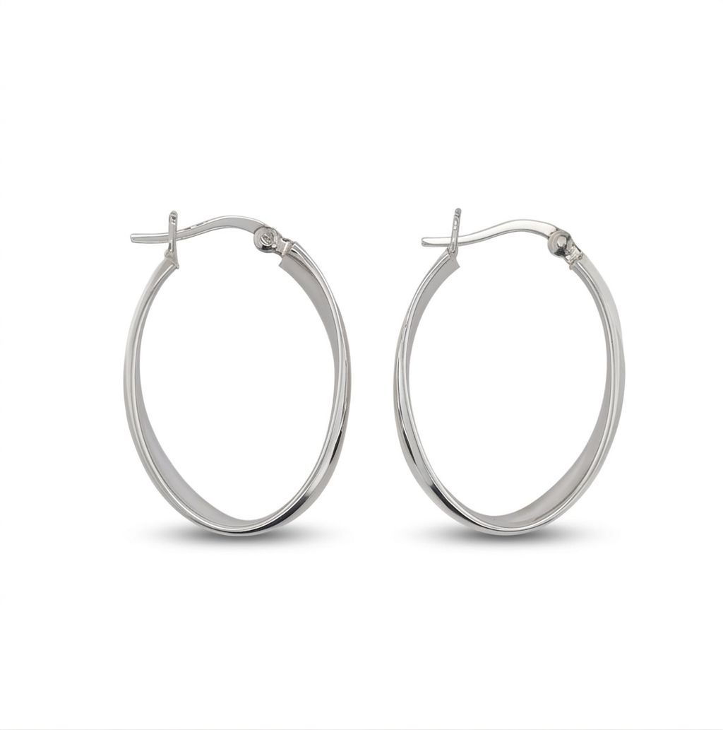 Sterling Silver Twist Oval Hoop Earrings Sterling Silver Twist Oval Hoop Earrings