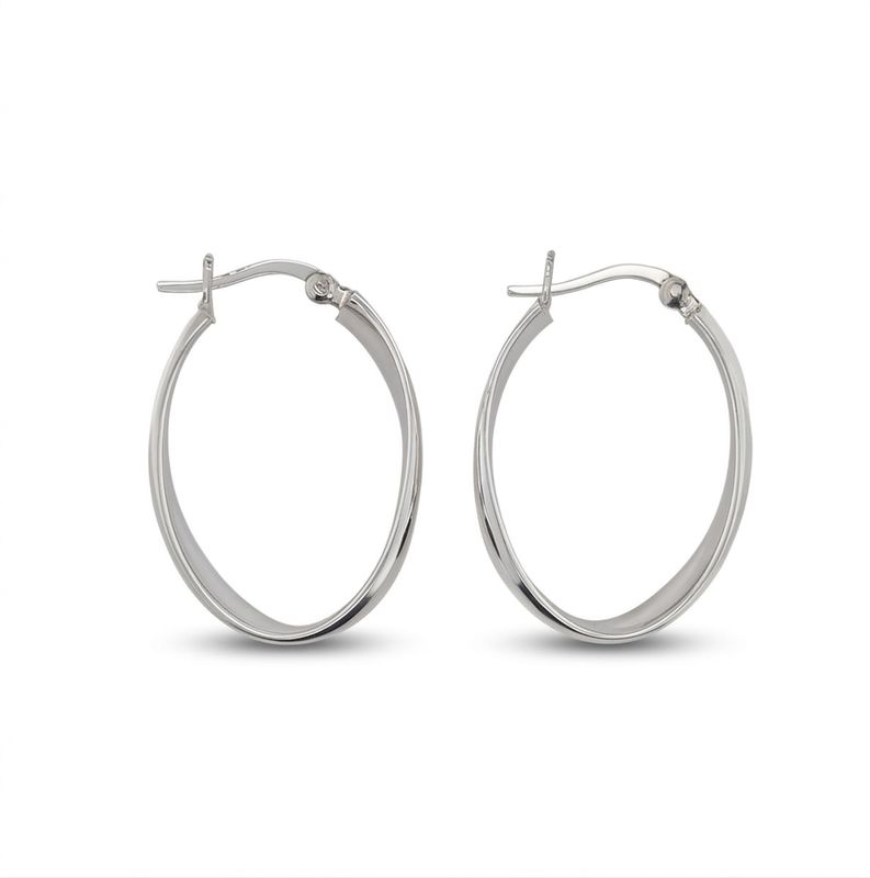 Sterling Silver Twist Oval Hoop Earrings