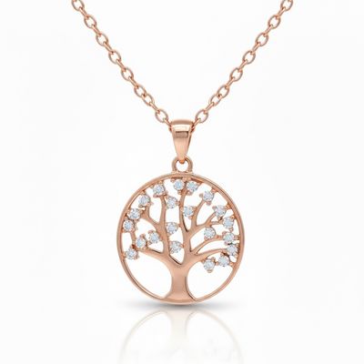 Gold on Sterling Silver CZ Tree Pendant