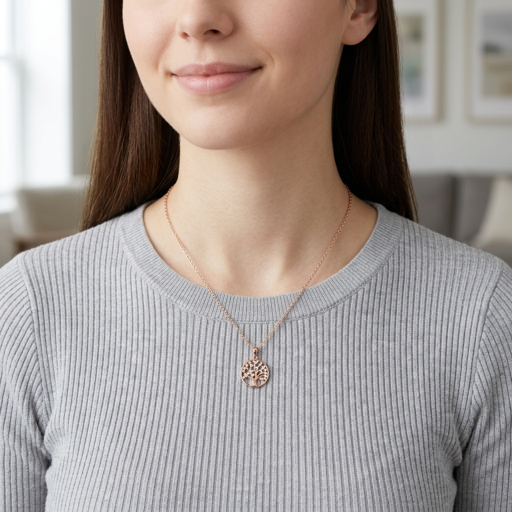 Gold on Sterling Silver CZ Tree Pendant