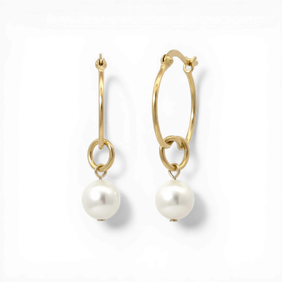 Gold on Sterling Silver Pearl Hoop Knot Earrings Gold on Sterling Silver Pearl Hoop Knot Earrings
