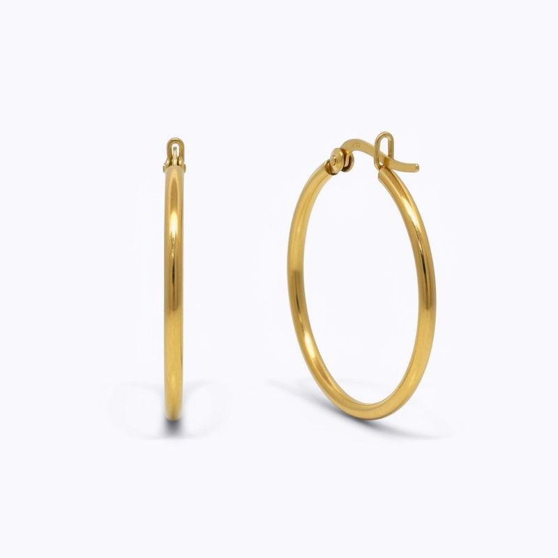 Gold on Sterling Silver 25mm Hoop Earrings